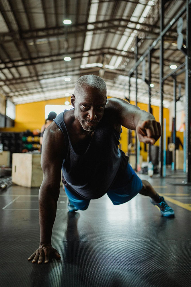 Man doing exercises in a gym