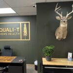 Elk taxidermy mount in office